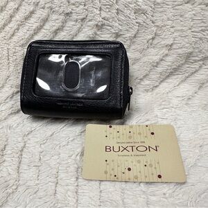 Buxton Black Genuine Pebbled Leather Multi-Card Case Wallet NWT
